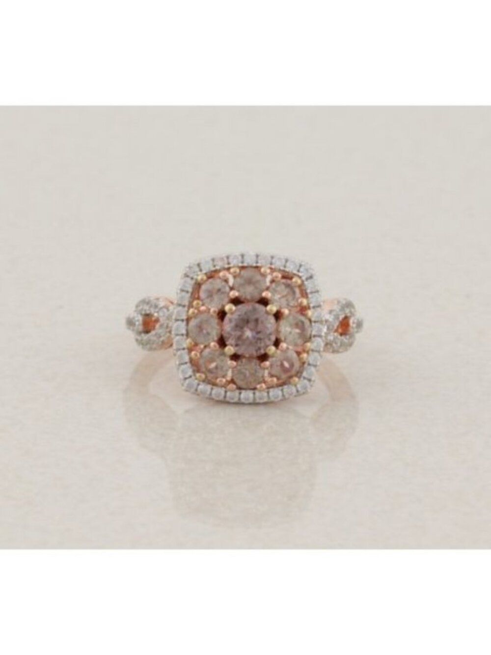 Rose Gold Over Sterling Silver Morganite and White Topaz Ring Size 7 1/4